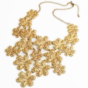 Goldtone Floral Cluster Statement Necklace